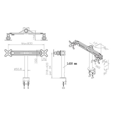 NEOMOUNTS Supports de table FPMA-D700D jusqu'à 16 kg - Noir