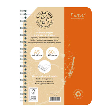 CLAIREFONTAINE Taccuino spirale FOREVER A5 68416C foderato, assortito 60 f.