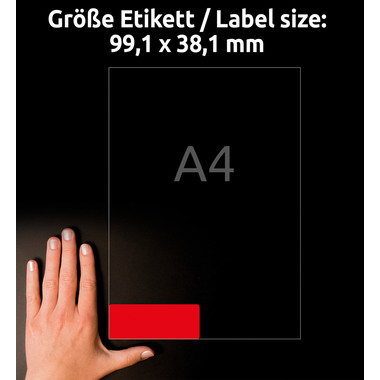 AVERY ZWECKFORM Etiketten 99,1x38,1mm L7263R-25 rot 350 Stück