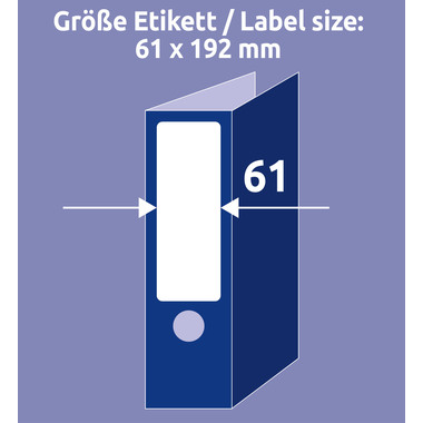 AVERY ZWECKFORM Ordner-Etiketten 61x192mm L4761-25 weiss 120 Stück/25 + 5 Blatt