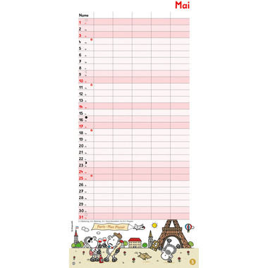 HEYE Planificateur Sheepworld 2026 22343+26 1M/1P AL 5 colonnes 21x45cm