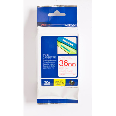 PTOUCH Nastro, plastific.rosso/bianco TZe-262 PT-3600 36 mm
