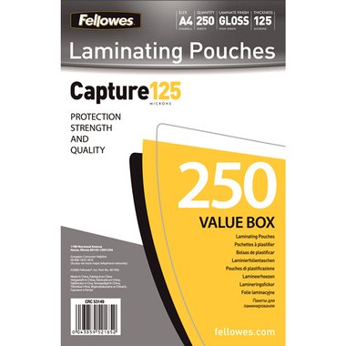 FELLOWES Pelicole per laminazione A4 5314903 lucido, 125my 250 pezzi
