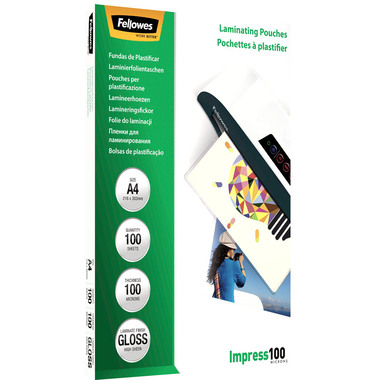 FELLOWES Laminiertasche A4 5351111 glanz, 100my 100 Stk