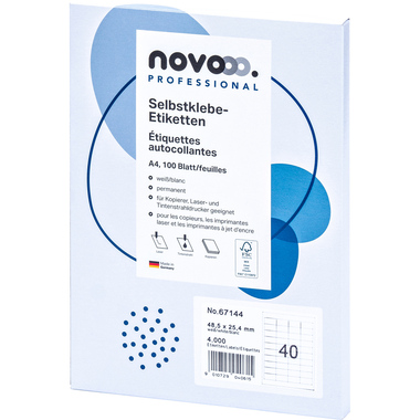 NOVOOO Etiquette 48.5x25.4mm 67144 blanc 4000 pièces