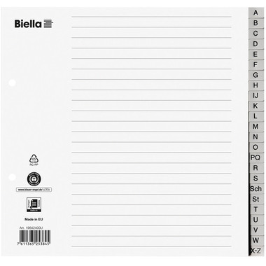BIELLA Register PP A4 1/2 H. 19642400U grau A-Z 24-teilig