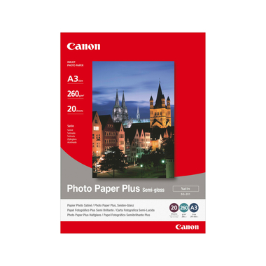 CANON Photo Paper Plus Semi-gloss A3 SG201A3 PIXMA, 260g 20 fogli