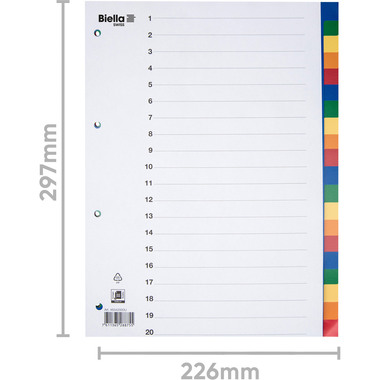 BIELLA Register PP A4 46342000U farbig 20-teilig