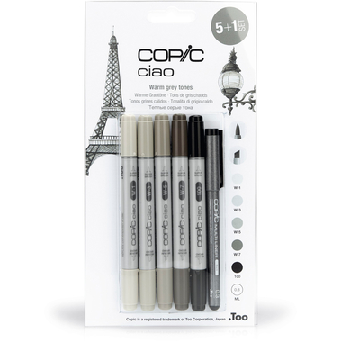 COPIC Marker Ciao 22075565 5+1 Set Warm Grey