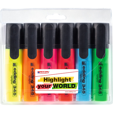 EDDING Textmarker 345 345-E6 6 couleurs ass.