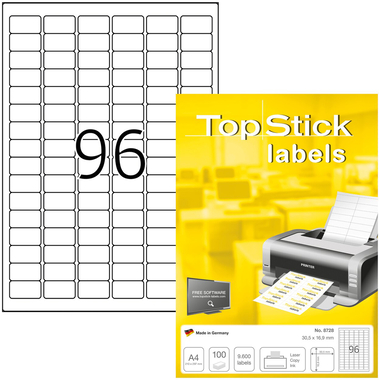 HERMA Étiquette TopStick 30.5x16.9mm 8728 universel, blanc 9600 piéces