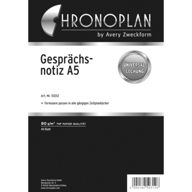 CHRONOPLAN notes de convers. 50312Z.26 40 feuilles A5