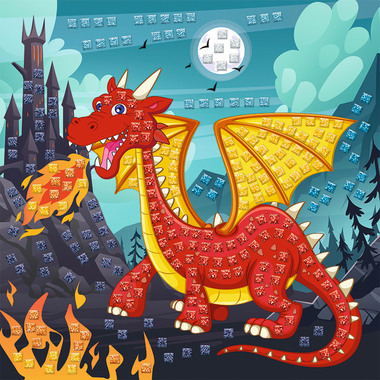 URSUS Mosaique carreés de mousse 8420016 Paillettes dragon 25x25cm