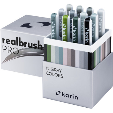 KARIN Real Brush Pen Pro 0.4mm 31C6 Gray colours 12 pièces