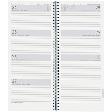 BIELLA Agenda Twist Wire-O 2027 803336050027U 1S/2P blu ML 13.5x31.5cm