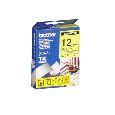 PTOUCH Ruban, lam.,fluor. noir/jaune TZe-C31 PT-300 12 mm