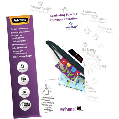 FELLOWES Laminiertasche A5 5306002 glanz, 80my 100 Stk