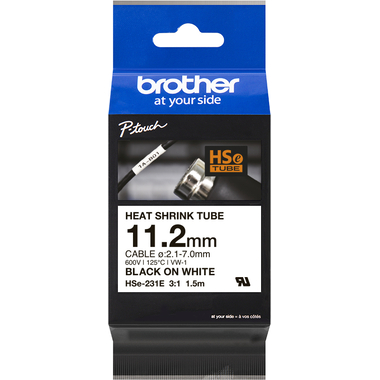 PTOUCH Heat-Shrink-Tube schwarz/weiss HSe-231E PT-E300/E550W 11.2mm
