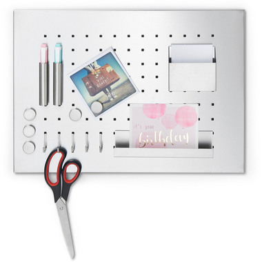 ZELLER Memoboard en métal 50x35cm 11125 argenté, avec ustensiles