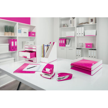 LEITZ Locher/Hefter WOW 5095 5095-10-23 pink, Bundle 30 Blatt