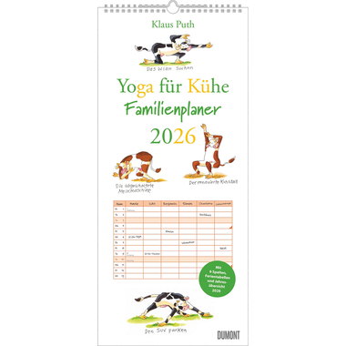 DUMONT Calendrier familial 2026 260668 Yoga Vaches 6 colonnes 22x49cm