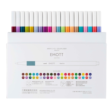UNI-BALL Fineliner Emott 0.4mm PEM-SY_40C 40 colori ass. 10 pezzi