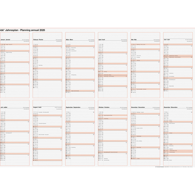 RIDOIDE Calendario da muro 2026 7033650006.26 1A/1P TE/FR 86x61cm