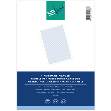 BÜROLINE Inserto p. class. anello A4 501004 quadr., 4mm, 100g 100 fogli