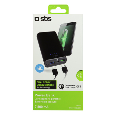 Batterie externe à charge rapide, lampe de poche, 7800 mAh
