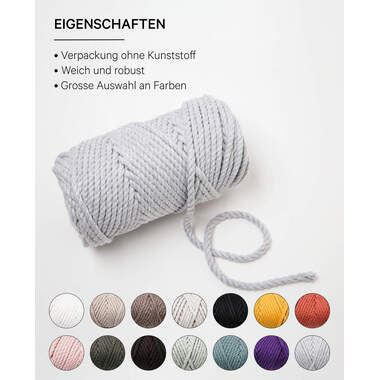 I AM CREATIVE Macrame Rope 6205.29 stone 5mm, 330g