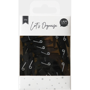 I AM CREATIVE Morsetto legno Let`s Organize 4035.22 nero, 35mm, FSC 25 pezzi