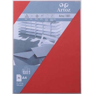ARTOZ Papier 1001 A4 107796145 100g, rot 5 Blatt