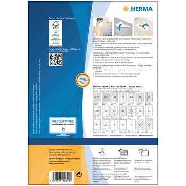 HERMA Etiketten SPECIAL 63.5x46.6mm 10302 weiss,non-perm. 1800St./100Bl.