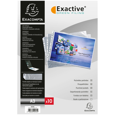 EXACOMPTA Zeigetaschen, glatt A3 5934E PP, gelocht, 55my