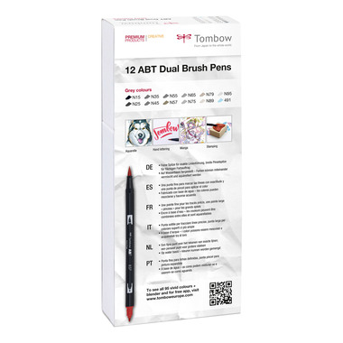 TOMBOW ABT Dual Brush Pen ABT-12P-3 12er Set Grautöne