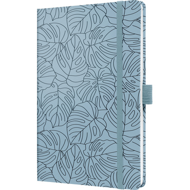 JOLIE Carnet Blue Monstera A5 JN353 bleu clair, ligné 174 feuil.