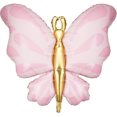 PARTYDECO Folienballon 69x69cm FB248-081 Schmetterling rosa