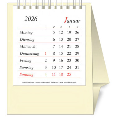 NOVOS Calendario Pro Bristol D. 2026 509094 1M/1P beige DE 11.5x14cm