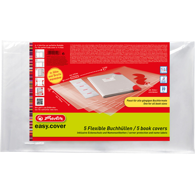 HERLITZ Buchhülle easy cover 50014750 5 Stück in Polybeutel Flexibel