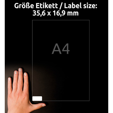 AVERY ZWECKFORM Etiketten Univ. 35.6x16.9mm L7872-20 weiss, stark haftend 20 Blatt