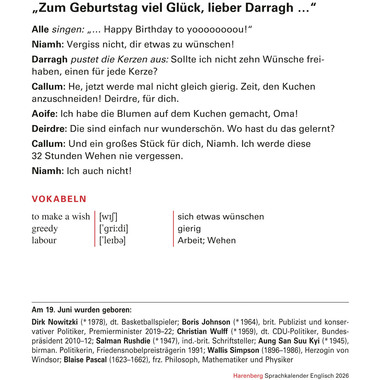 HARENBERG Abreisskalender 2026 2110800+26 Englisch DE, EN 12.5x16cm