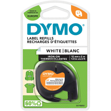 DYMO Ruban LetraTag 12mmx2m S0718850 blanc, fer sur