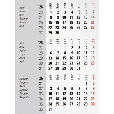 BIELLA Pultkalender DesktopFrame 2026 883511000026U 3M/1S Ersatzrolle 124.5x9.5cm