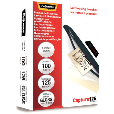 FELLOWES Laminiertasche 54x86mm 5306302 glanz, 125my 100 Stk