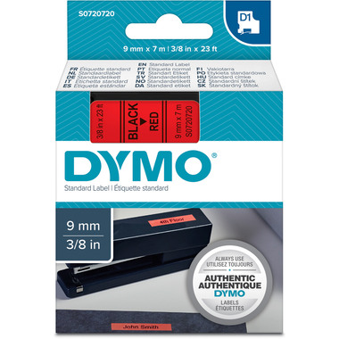 DYMO Nastro D1 nero/rosso S0720720 9mm/7m