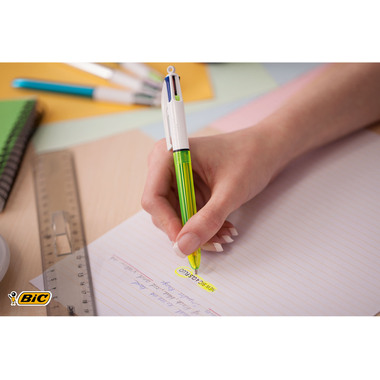 BIC Kugelschreiber Fluo 982868 4 Colours Box, 12 Stück