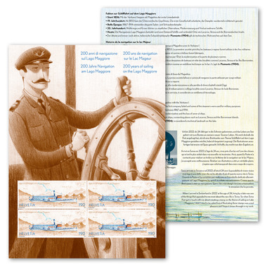 Foglio souvenir «200 anni di navigazione sul Lago Maggiore»