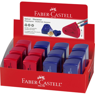 FABER-CASTELL Doppelspitzdose SLEEVE 182701 rot/blau