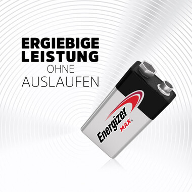Energizer Battery Max E-Block (9V), 1 pc 1-pack of Energizer Max 9V batteries, Alkaline