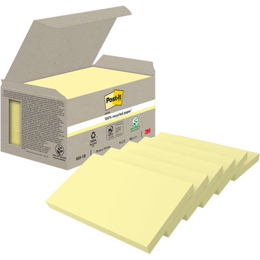 POST-IT Haftnotizen Recycling 126x76mm 655-1B gelb 6x100 Blatt